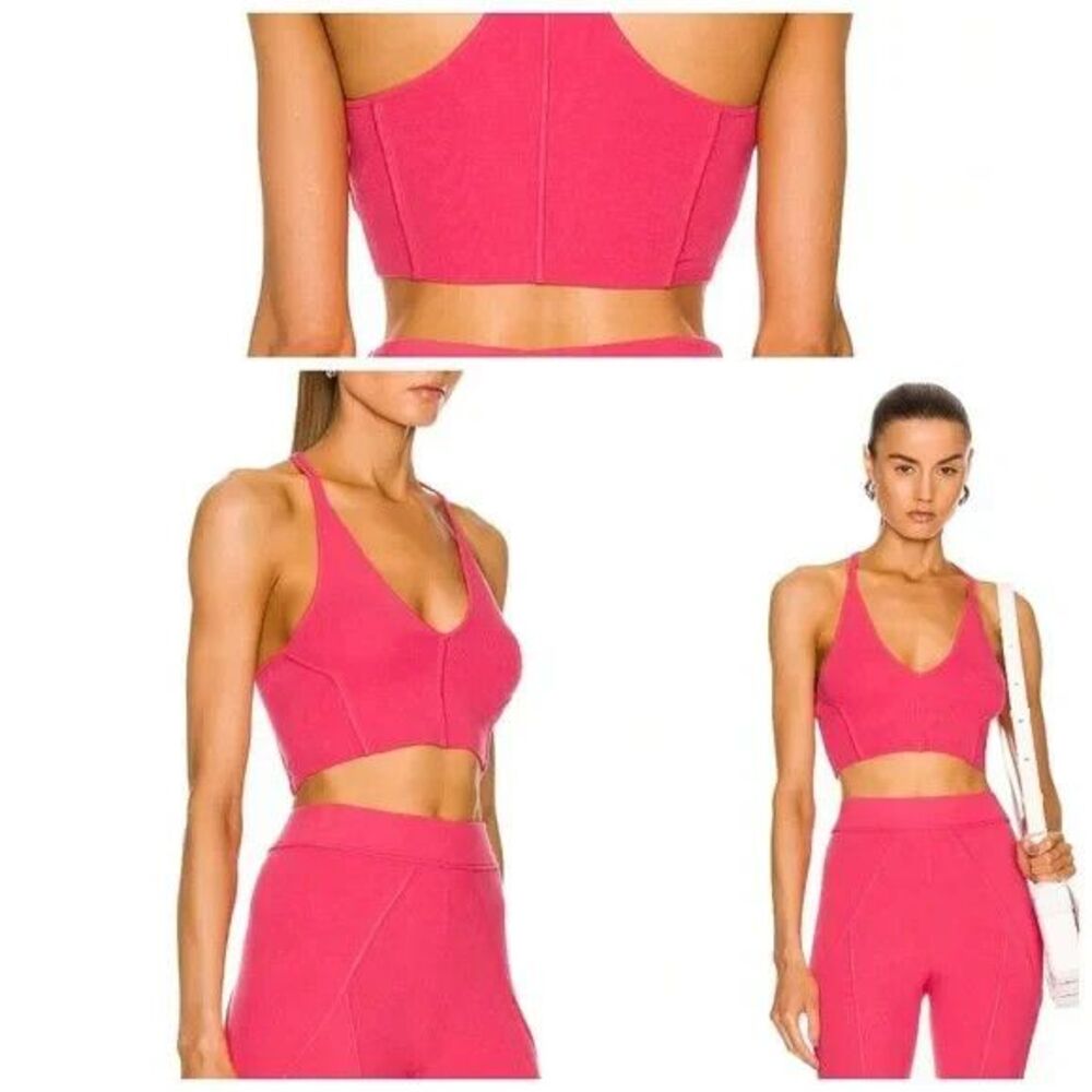 HELMUT LANG Women's Micro Bond Bra Cropped Knit Top Size S Rose Pink